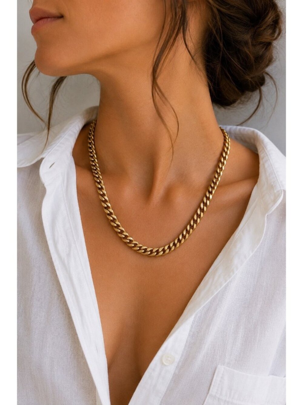 Vintage Monet Chunky Gold Tone Curb Chain Necklace Miami Cuban Link Statement